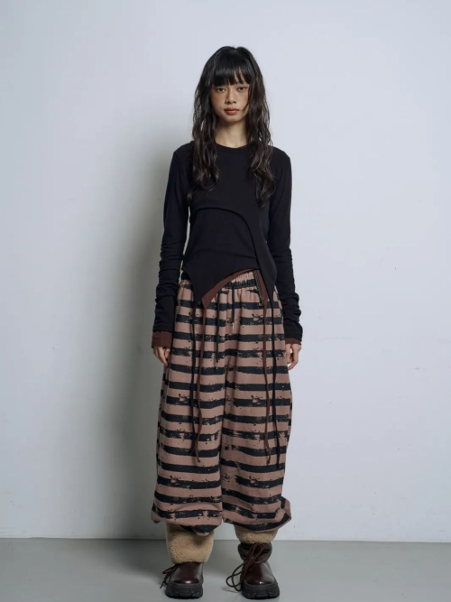 UNBAL STRING DOUBLE LOOP TOP T-SHIRT 3COLOR