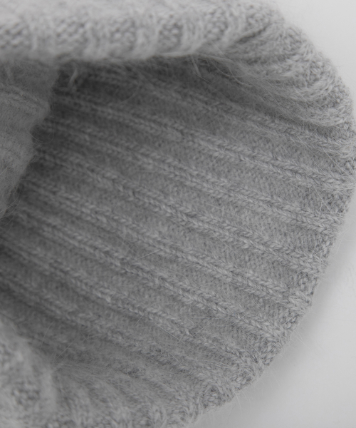 LACE LABEL ANGORA KNIT BEANIE MELANGE GRAY