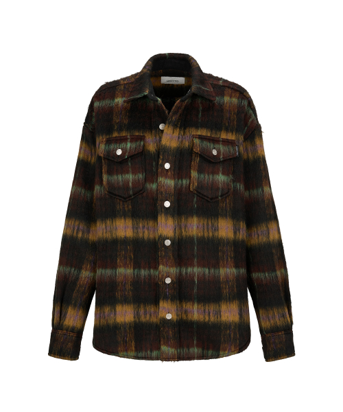 Check Wool Overshirt Jacket_[Brown]