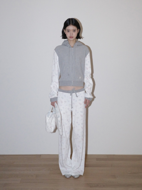 CONTRAST DREAMY WAFFLE PANTS (GRAY)