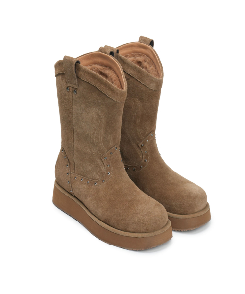[X ODOR] WESTERN FUR BOOTS / BROWN