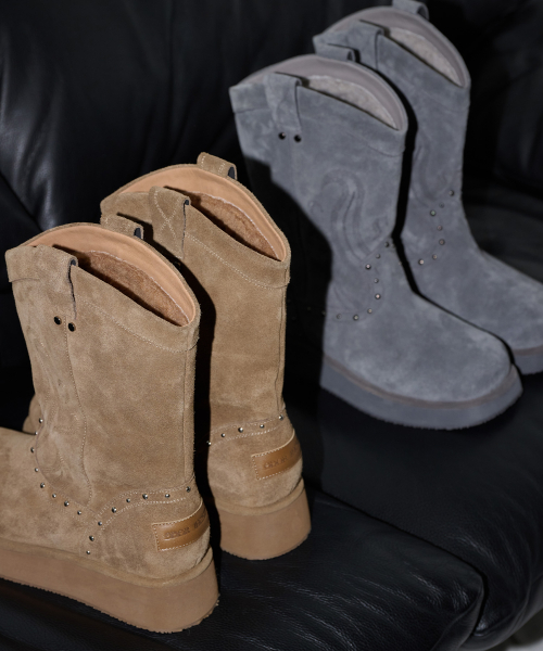 [X ODOR] WESTERN FUR BOOTS / BROWN