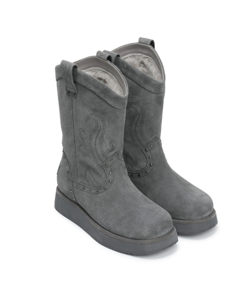 [X ODOR] WESTERN FUR BOOTS / GREY