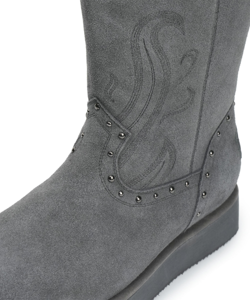 [X ODOR] WESTERN FUR BOOTS / GREY