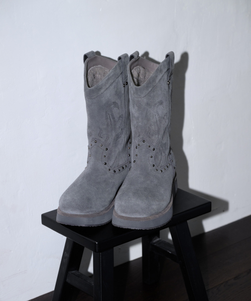 [X ODOR] WESTERN FUR BOOTS / GREY