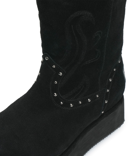 [X ODOR] WESTERN FUR BOOTS / BLACK