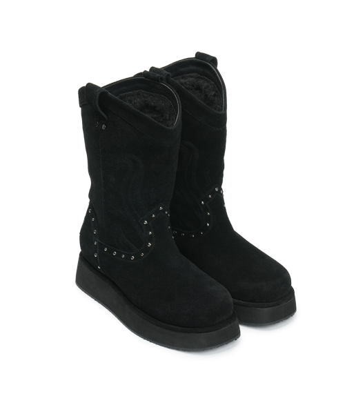 [X ODOR] WESTERN FUR BOOTS / BLACK