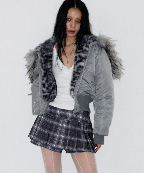 Fur Trim MA-1 Padded Jumper (GREY)