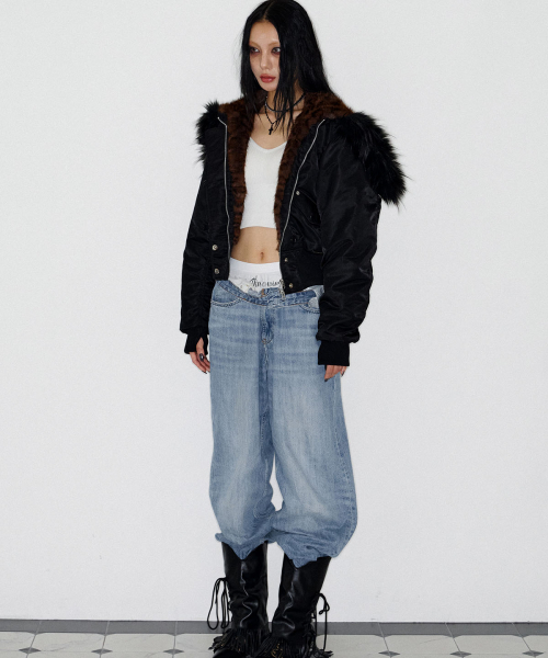 Fur Trim MA-1 Padded Jumper (BLACK)