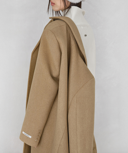 BASIC COLLAR SINGLE WOOL COAT, CAMEL