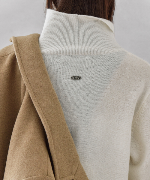 HIGH-NECK BUTTON WOOL CARDIGAN, IVORY