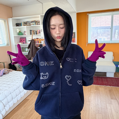 [withsome made]픽셀 마라 투웨이 후드집업 하트