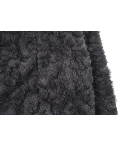 Collar Zip-Up Fur Jacket _ Charcoal