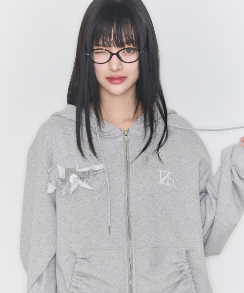 PURE FRILL HOODED ZIP-UP MELANGE