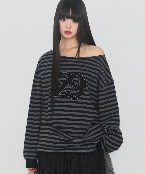 129 STRIPE SWEATSHIRT BLACK CHARCOAL