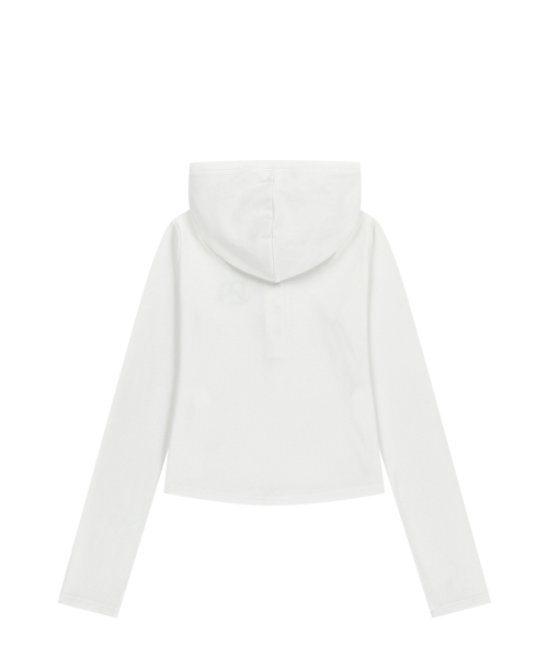 129 BUTTON HOODIE LONG SLEEVE WHITE