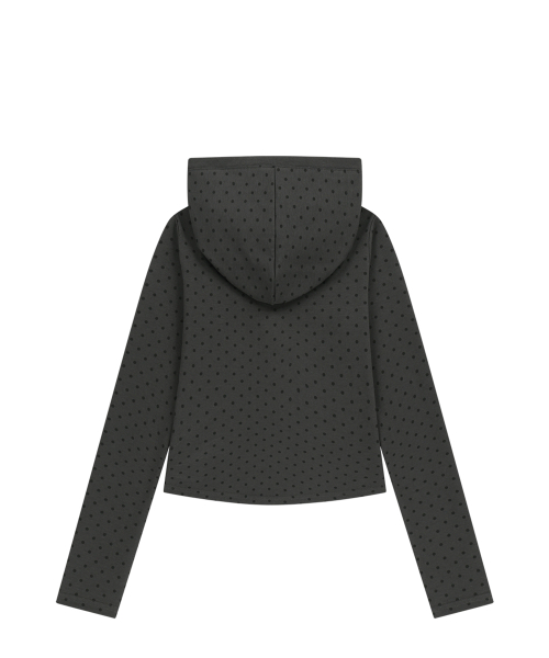 129 BUTTON HOODIE LONG SLEEVE DOT CHARCOAL