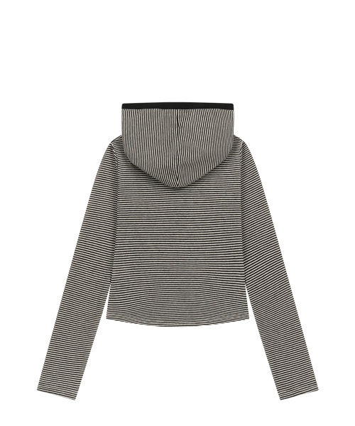 129 BUTTON HOODIE LONG SLEEVE BEIGE BLACK