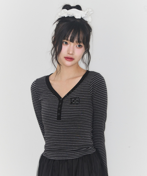 129 BASIC LONG SLEEVE CHARCOAL BLACK