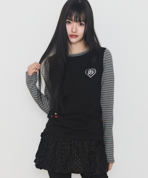 129 HEART SNAP LONG SLEEVE BLACK