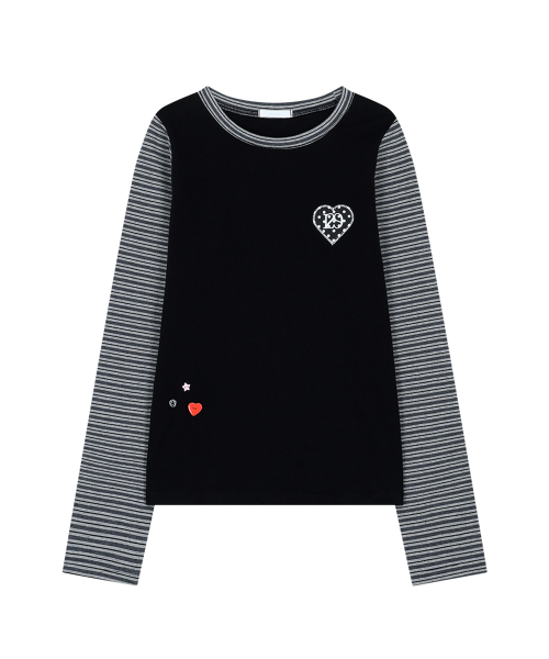 129 HEART SNAP LONG SLEEVE BLACK