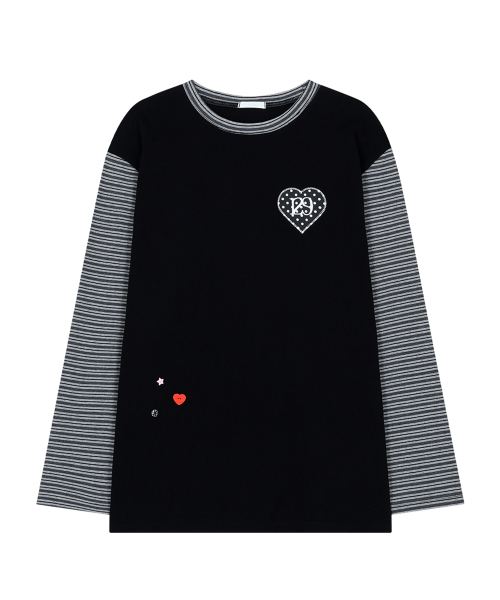 129 HEART SNAP LONG SLEEVE BLACK