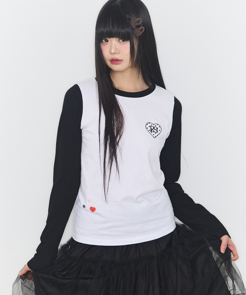 129 HEART SNAP LONG SLEEVE WHITE