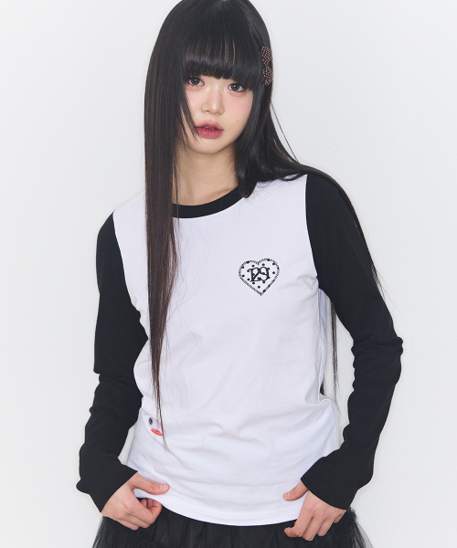 129 HEART SNAP LONG SLEEVE WHITE