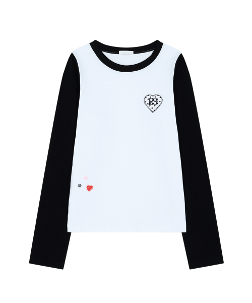 129 HEART SNAP LONG SLEEVE WHITE