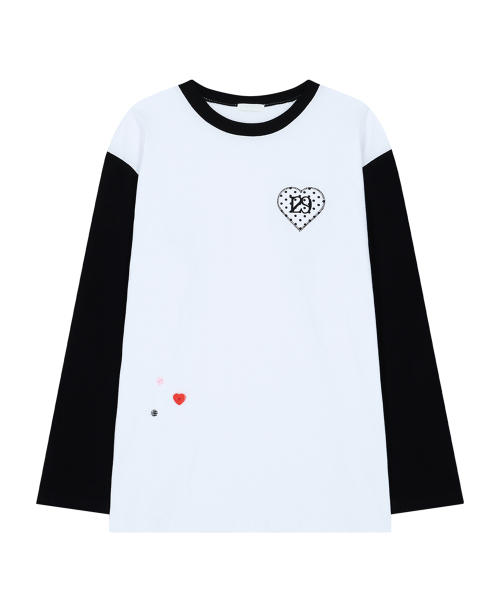 129 HEART SNAP LONG SLEEVE WHITE