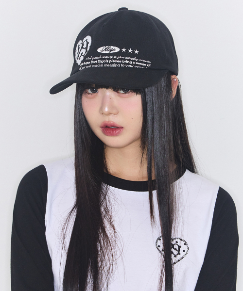 HEART LETTER BALL CAP BLACK