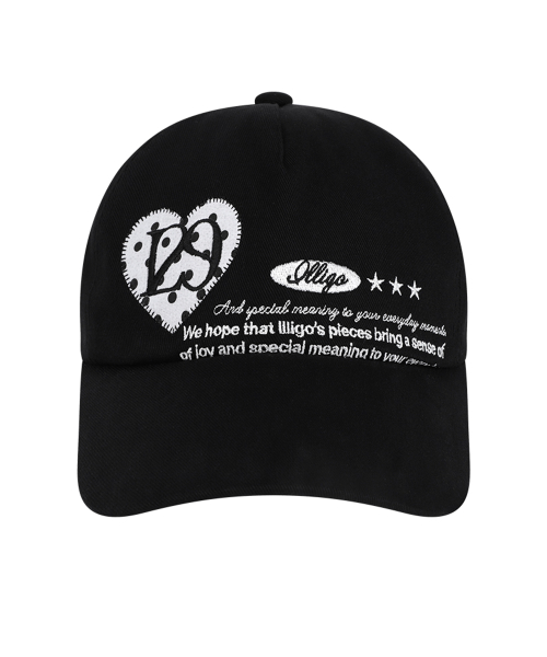 HEART LETTER BALL CAP BLACK