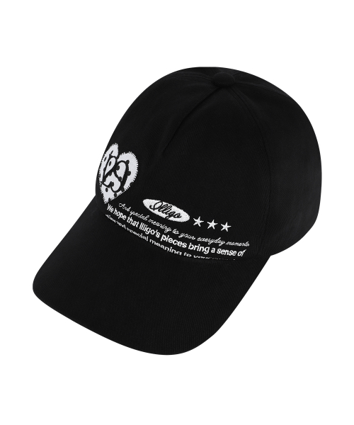 HEART LETTER BALL CAP BLACK