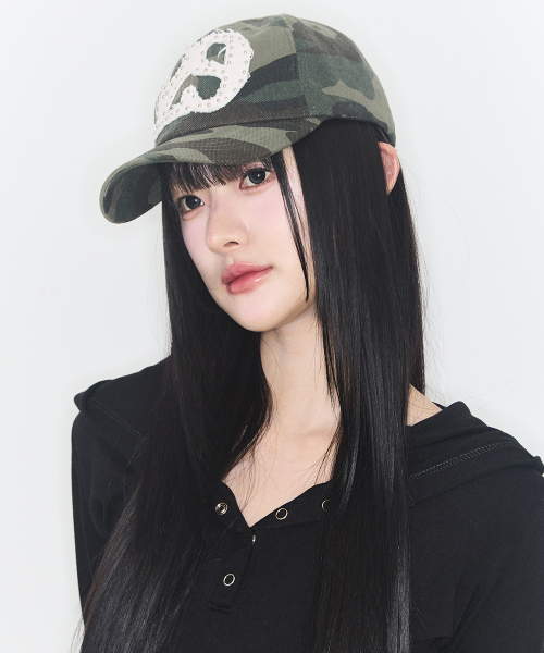 129 APPLIQUE STUD BALL CAP CAMO