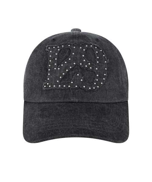 129 APPLIQUE STUD BALL CAP CHARCOAL