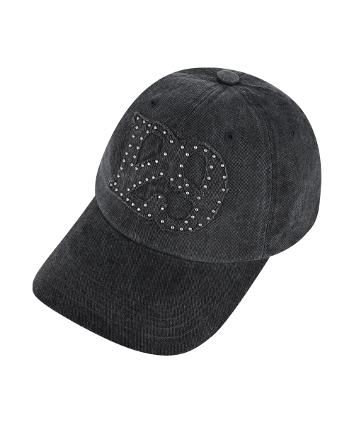 129 APPLIQUE STUD BALL CAP CHARCOAL