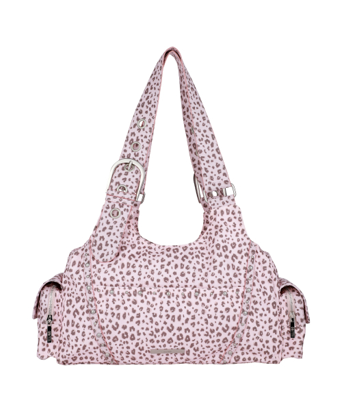 LOOP DOUBLE POCKET SHOULDER BAG PINK LEOPARD