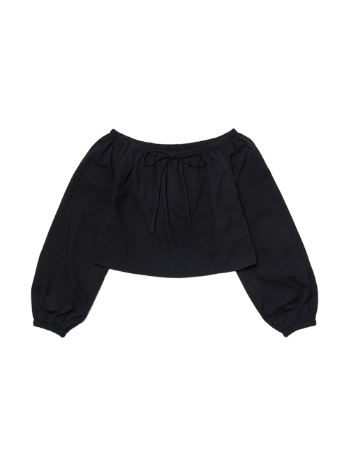 Mellow Ribbon Off-Shoulder Blouse_Black
