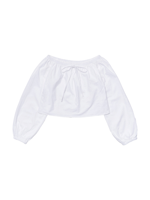 Mellow Ribbon Off-Shoulder Blouse_White