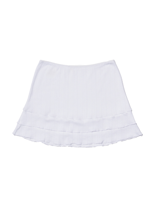 Wave Frill Cotton Skirt_White