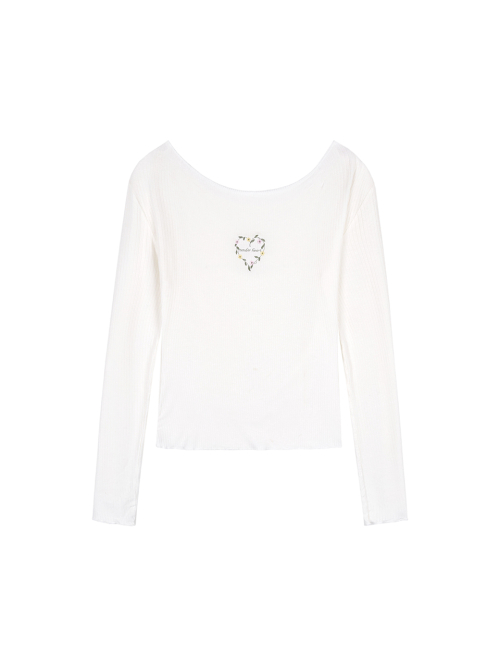Heart Flower Off-Shoulder Tee