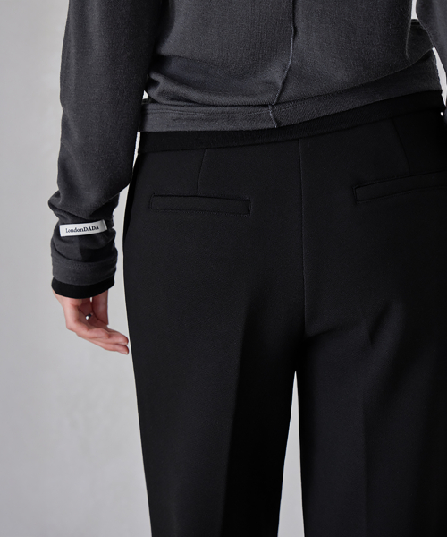 SEMI-WIDEFIT FLEECE-LINED ELASTIC PANTS, BLACK