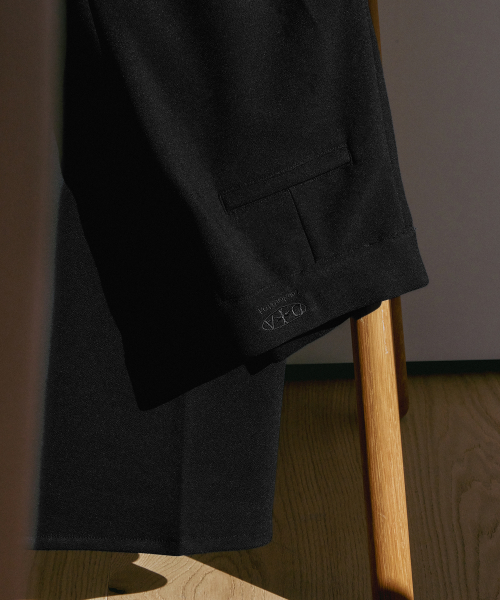 SEMI-WIDEFIT FLEECE-LINED ELASTIC PANTS, BLACK