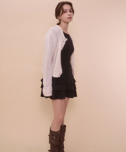LACE BOAT NECK DRESS-BLACK