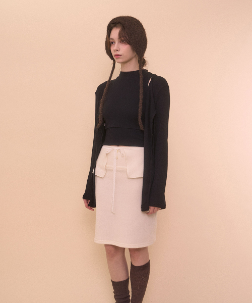 BOUCLE WRAP SKIRT-IVORY
