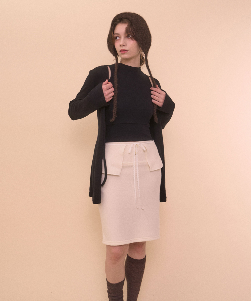 BOUCLE WRAP SKIRT-IVORY