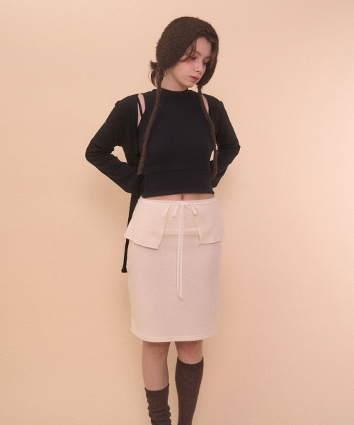 BOUCLE WRAP SKIRT-IVORY