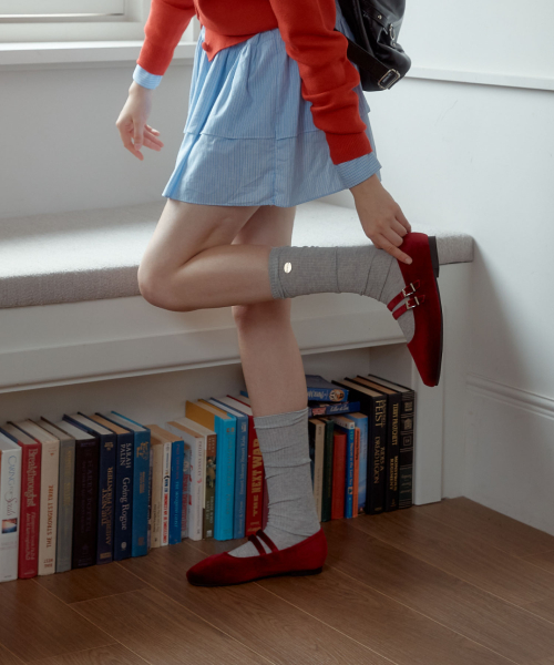VELVET TWO STRAP MARYJANES_RED