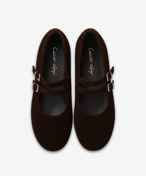 VELVET TWO STRAP MARYJANES_BROWN