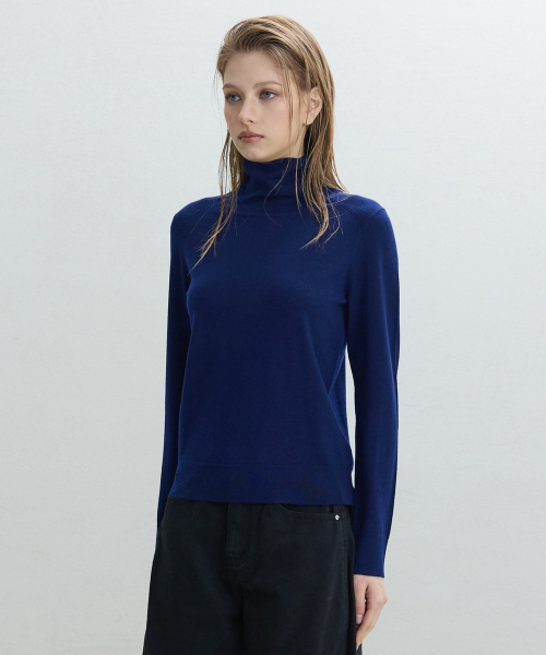 Basic Thin Turtleneck [NAVY]